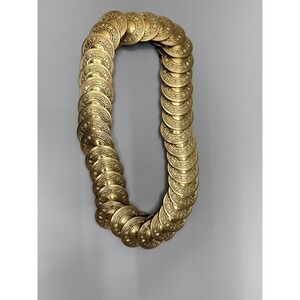 Vintage Womens Roman Style Gold Tone Medallion Stretch Belt 27 to 35" Adjustable